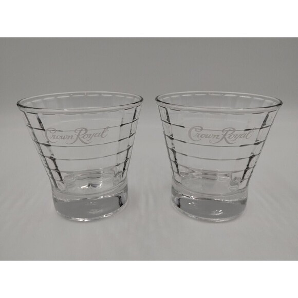 Crown ROYAL OPTIC BLOCK LOWBALL WHISKEY GLASS TUMBLER - Picture 1 of 9